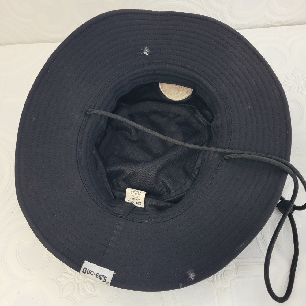 Buc-ees Black Bucket Hat Brim Hat Golf Tilley Sun Fishing Cap Strap‎ - Picture 6 of 12